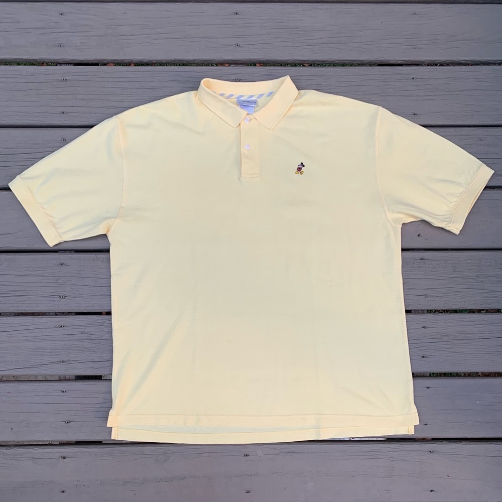 Walt Disney World yellow embroidered Mickey Mouse polo cotton shirt size XL